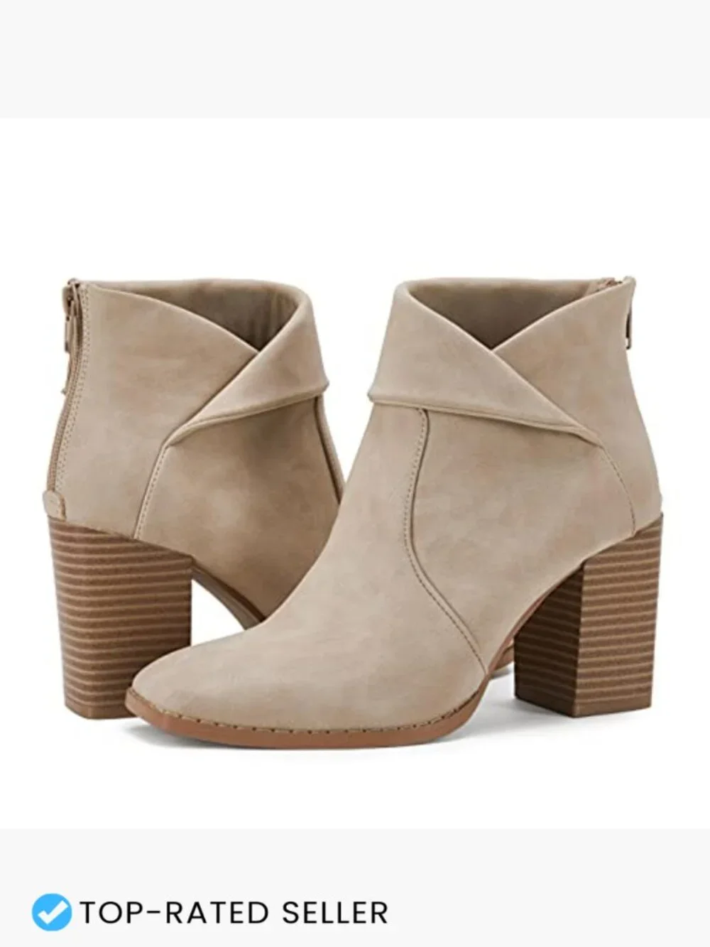 Square Toe Ankle Boots Chunky Stacked Heel Slip On Zipper Booties Y2K